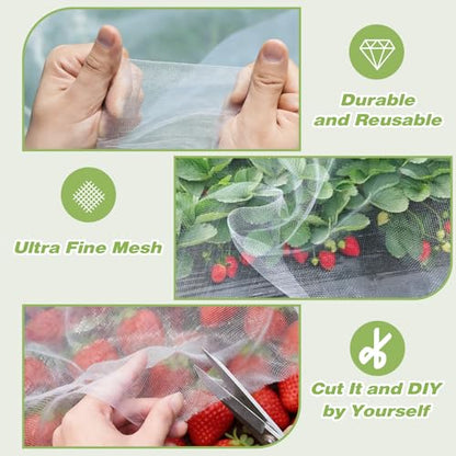 Garden Netting,Plant Covers 5x10 Ft Net Ultra Fine Mesh Protection Netting for Vegetable Plants Fruits Flowers Crops Greenhouse Row Cover Raised Bed Barrier Screen Protection Net Cover - size: 5FT*10FT