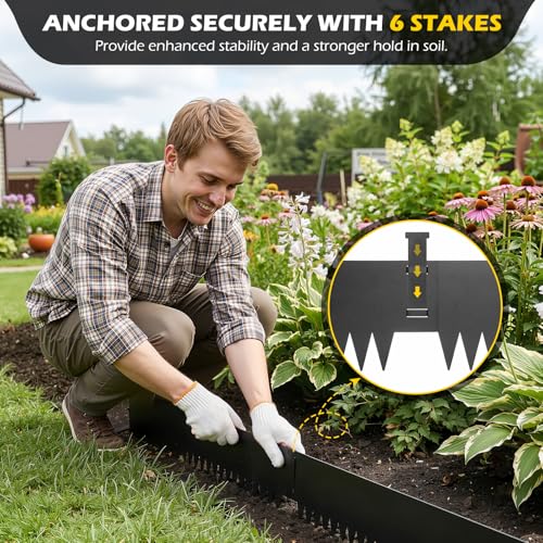 Dyna-Living 40 x 8 Inch Galvanized Steel Landscape Edging 20FT Metal Edging - size: 8 inch
