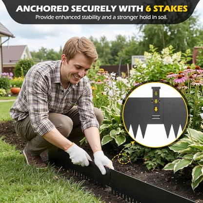 Dyna-Living 40 x 8 Inch Galvanized Steel Landscape Edging 20FT Metal Edging - size: 8 inch