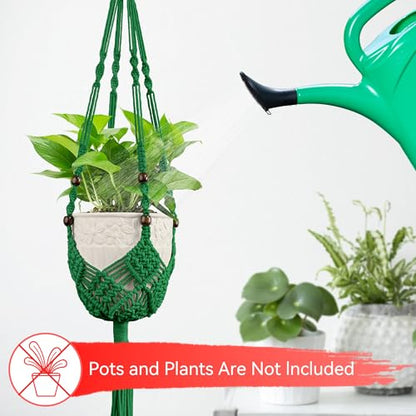 USLAI Macrame Plant Hanger, for Up to 6.5 Inch Pots, 35 Inch, Green, 2 Pack - color: 35+35 Inch - Green