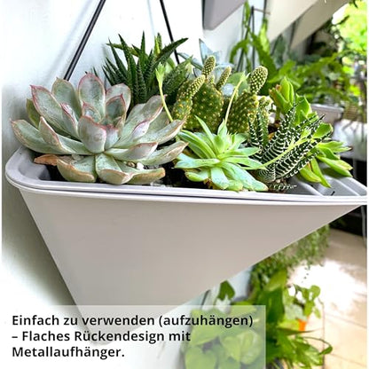 LaLaGreen Succulent Wall Planters (12in, 2 Pack) Large Self Watering Pots - color: Gray X 2 Pack