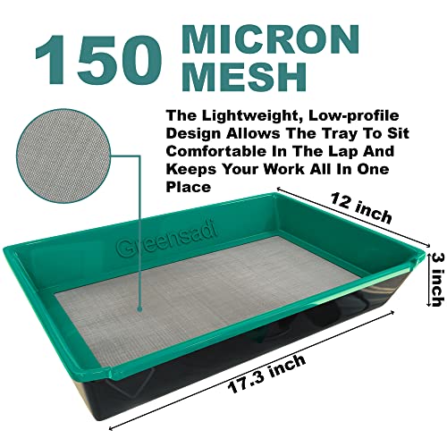 Trim Tray Set Durable, Premium Quality Trimming Tray w/ 2-Tier, 150 Micron Screen - color: Green