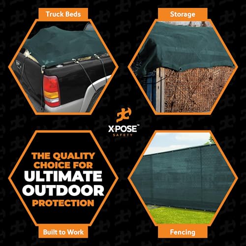 Xpose Safety Heavy Duty Green Mesh Tarp 10' x 14' (3-Pack) – 70% Sunblock Shade Cloth with Grommets for Garden, Fence, Privacy Screen, Canopies, Dump Trucks, Pool Cover – Tear & Weather Resistant - color: Green, size: 10' X 14' (3-Pack)
