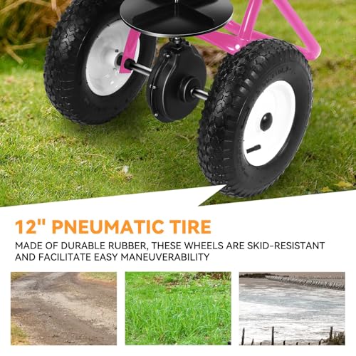 Auto Dynasty Walk-Behind Broadcast Spreader, 80LBS Capacity Fertilizer Spreader for Salt, Ice Melt, Grass Seed, Lawn and Garden Seeder, Purple - color: Purple