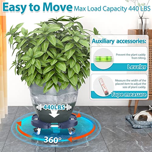 VANCASTLE Plant Caddy with Lockable Wheels 15-22'' Adjustable Plant Stand - color: Blue, size: 1