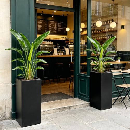 15"x15" x 30" Tall Metal Planter Box 2 Pack, Steel Planter Outdoor - color: Black, size: 15" L x 15" W x 30" H