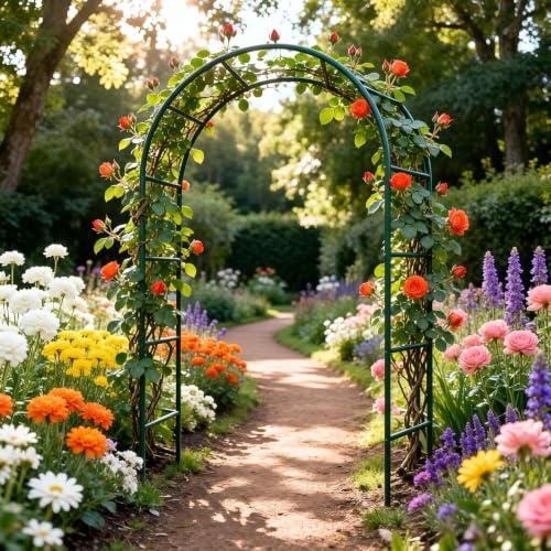 Metal Garden Arch Trellis for Climbing Plants Outdoor, Garden Arbors and Arches, Wedding Arch Frame Archway, Christmas Party Decoration - style: 12.5mm tube