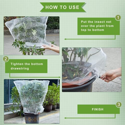 Drawstring Blueberry Netting for Bushes-(4 Pack 4.92×3.94Ft) - Easy Install Reusable Garden Netting, Protective Mesh for Fruit Trees & Tomato Plants, Blocks Birds, Squirrels & Insects - size: 4.92×3.94 ft