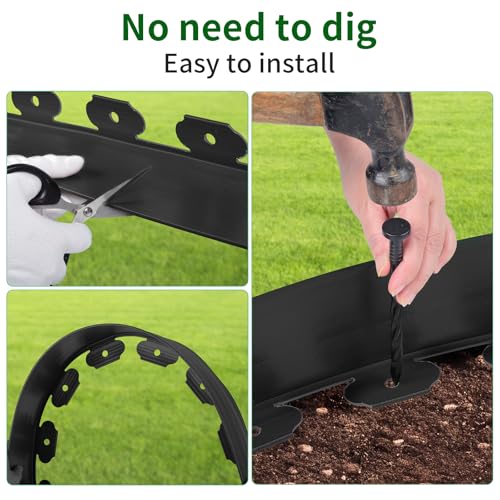 AggFencer Landscape Edging 4in Garden Edging Borders No Dig 164ft - color: Black, size: 4in x 164ft