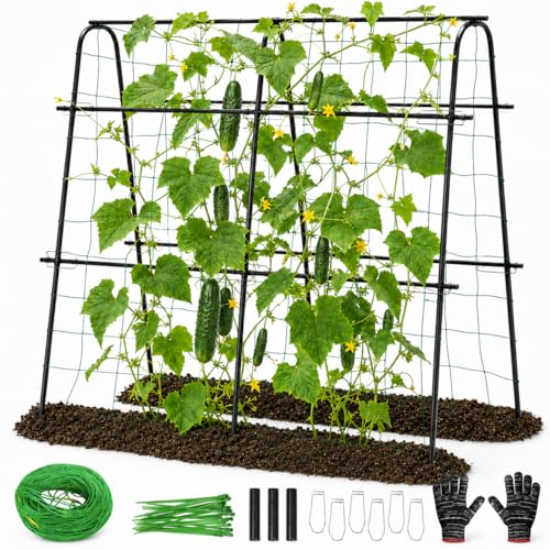FOLLOOK Cucumber Trellis for Raised Garden Bed, 48x48inch, Black - color: Black, size: 48x48inch