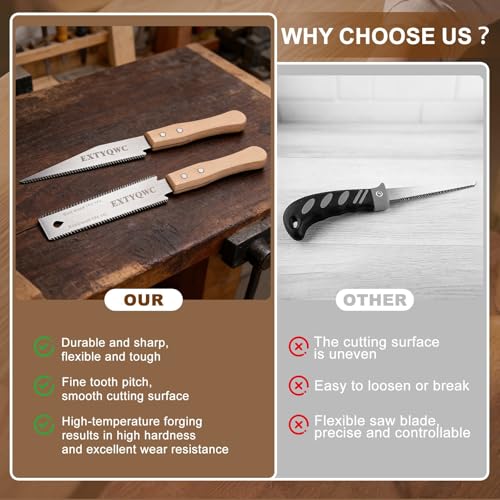 2 Pack Japanese Pull Saw, 6-Inch Double Edge Hand Saw for Wood Cutting