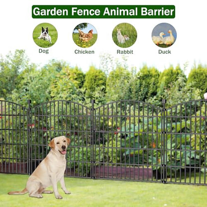 10 Panel No Dig Decorative Garden Fence 32" H x 23.6'L Outdoor Dog Barrier - size: 32 in(H) X 23.6 ft(L)