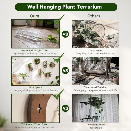 Artilady Plant Propagation Station, Moon Wall Hanging Wood Terrariums Tube - color: Crescent Moon