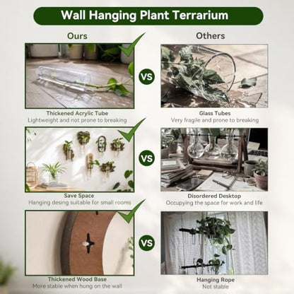 Artilady Plant Propagation Station, Moon Wall Hanging Wood Terrariums Tube - color: Crescent Moon