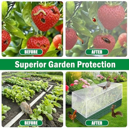 2 Pack Garden Netting for Raised Beds, 4.8X2.2FT Drawstring Plant Covers - size: 2PCS-Drawstring