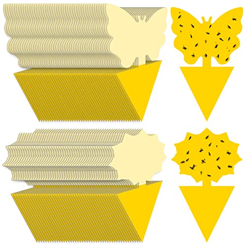 Landisun 96PCS Fruit Fly Traps Yellow Sticky Traps Fungus Gnat Traps Insect Bug Traps for Indoor Outdoor Kitchen Plants Whitefly Mosquitos Fungus Gnats Flying Insects - color: Yellow, size: 96PCS