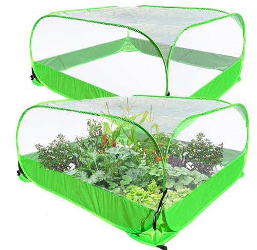 Pop Up Garden Mesh Plant Cover 2Pcs Outdoor Plant Protector Mesh Plant Enclosure Raised Bed Garden Bird and Pest Protection Guard for Fruits Vegetables Seedlings and Herbs - style: 2pcs 40x40x20in without bottom