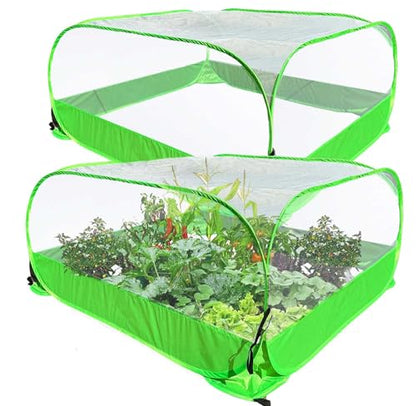 Pop Up Garden Mesh Plant Cover 2Pcs Outdoor Plant Protector Mesh Plant Enclosure Raised Bed Garden Bird and Pest Protection Guard for Fruits Vegetables Seedlings and Herbs - style: 2pcs 40x40x20in without bottom