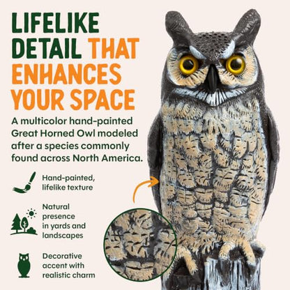 Dalen Lifelike Great Horned Owl Decoy Bird Repellent - 16-in Hand-Painted - style: Two Color Great Horned Owl