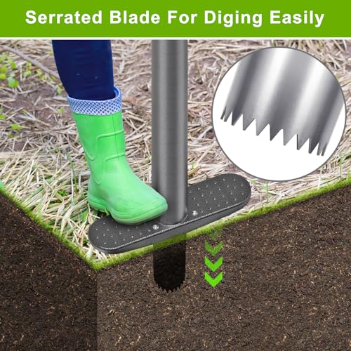 Dolibest Sod Plugger, Bulb Planter Tool with Soft Rubber Grip, Grass Plugger Tool with Stainless Steel Sharp Serrations, Sod Plugger Turf Cutter for Lawn Planting Bulbs and Grass Repair - color: Black D- 3.5'' depth