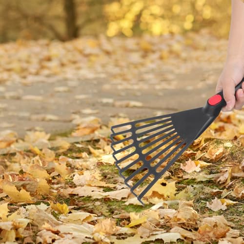 DECHOUS 2Pcs Small Hand Rake Garden Tool: Short Handle Plastic Hand Rakes for Gardening Cultivating Loosening Soil Spreading - 9 Tine - Garden Essential Tools - Black