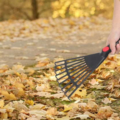 DECHOUS 2Pcs Small Hand Rake Garden Tool: Short Handle Plastic Hand Rakes for Gardening Cultivating Loosening Soil Spreading - 9 Tine - Garden Essential Tools - Black