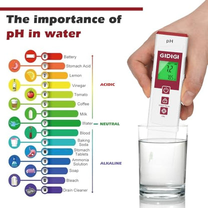 Digital pH Meter, 2 in 1 pH Temp. ATC Tester Pen for Water