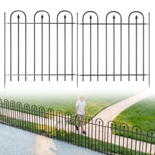 Garden Fence Animal Barrier - 10 Panels, 32 in(H) x 24 ft(L) No Dig Garden Fence, Arched Decorative Garden Fence Border with Ground Stakes, Rustproof Metal Fencing for Yard Patio Dog Rabbit - size: 10 Panels-24 ft(L) X 32 in(H)