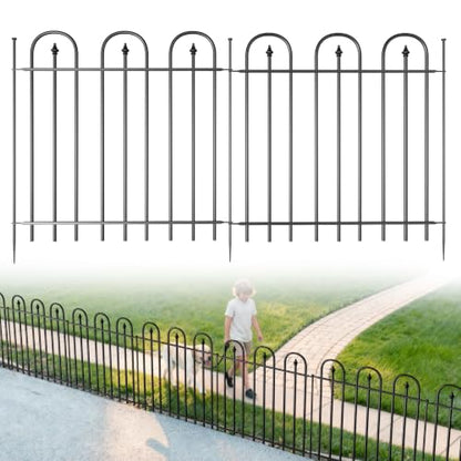 Garden Fence Animal Barrier - 10 Panels, 32 in(H) x 24 ft(L) No Dig Garden Fence, Arched Decorative Garden Fence Border with Ground Stakes, Rustproof Metal Fencing for Yard Patio Dog Rabbit - size: 10 Panels-24 ft(L) X 32 in(H)