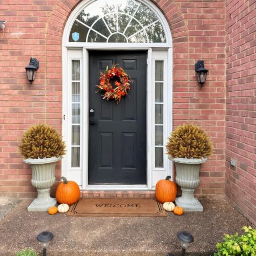 24" Fall Topiary Artificial Outdoor Plants, Faux Cedar Bushes & Shrubs - color: Golden Brown Cedar