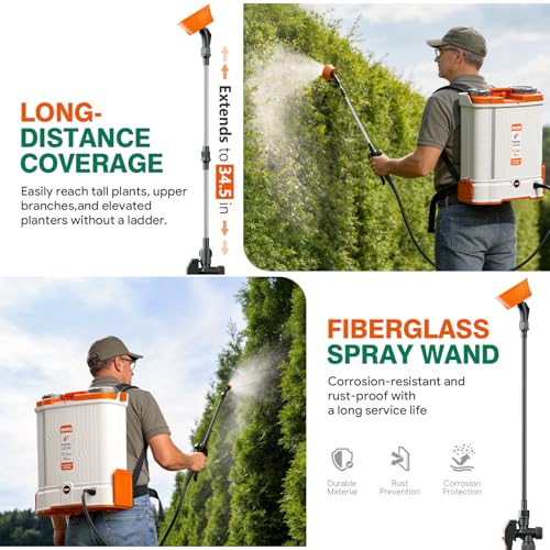 Battery Powered Backpack Sprayer 5.3 Gallon for Lawn, Garden, Yard - size: 5.3GAL