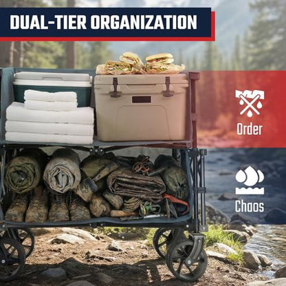 Sekey 400L Double-Decker Wagon, 500 lb Capacity, 50 in Extender - color: Blue