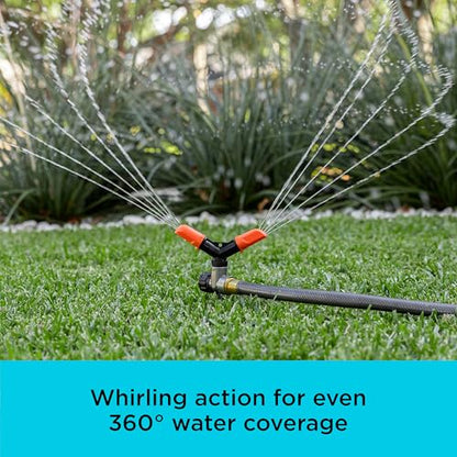 Black + Decker® 2-Arm Spinning Sprinkler with Zinc Spike – Compact, Adjustable, Secure Placement, 1,905 sq. ft. Lawn Coverage BD59412