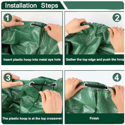 Reusable Yard Waste Bags, 53 Gallon Upright Lawn Leaf Bags,1 Pack Heavy Duty Collapsible Garden Bags for Collecting Leaves,Waste Container for Cleanup Outdoor Debris Leaves Grass Clippings