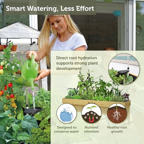 VegTrug Self Watering Kit for Wall Hugger Medium 1.8m Planter, Black - Reservoir System with Water Level Indicator, Prevents Overwatering, Easy Fill Tube & Funnel, Durable Plastic Construction - size: Medium 1.8m