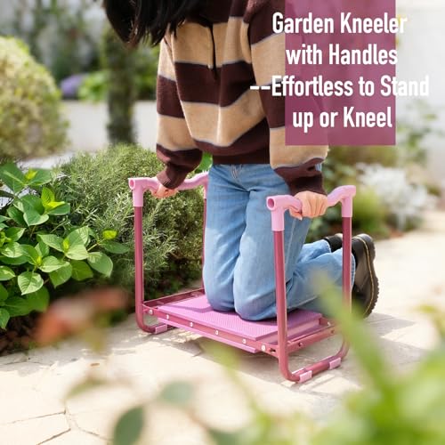Folding Garden Stool and Kneeler, Heavy Duty Garden Kneeler and Seat, Kneeling Device for Gardening, Gardeners and Seniors (Purple) - color: Purple
