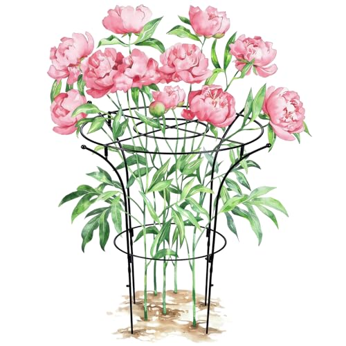 1 Pack Metal Peony Plant Support Cage, 32.2 x 19.2 Inch with Wide Top Ring