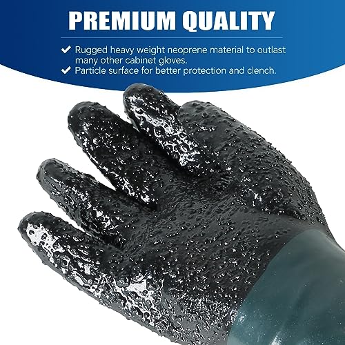 ATPEAM 23.6" Sandblasting Gloves Heavy Duty Rubber Gloves for Blast Cabinet