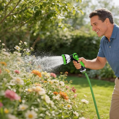 Besiter Garden Hose Nozzle, Hose Sprayer Nozzle with 10 Spray Patterns, Thumb Control On Off Valve, High Pressure Metal Water Hose Nozzle for Car Wash, Plants, Pets & Outdoor Cleaning, Green - color: Green