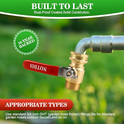 Brass Garden Hose Shut Off Valve with Full-Flow Design - Heavy Duty 3/4" GHT Connector, 304 Stainless Steel Handle - 2 Pack (Corrosion-Resistant) - style: 1 way hose splitter 2Pcs