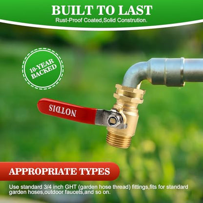 Brass Garden Hose Shut Off Valve with Full-Flow Design - Heavy Duty 3/4" GHT Connector, 304 Stainless Steel Handle - 2 Pack (Corrosion-Resistant) - style: 1 way hose splitter 2Pcs