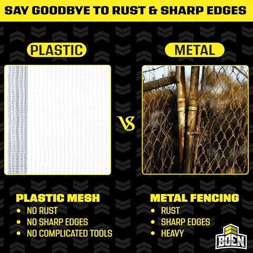 Plastic Garden Fence 4'x100' White, Mesh Roll for Dog Deer Rabbit Barrier - color: White, size: 4' x 100'