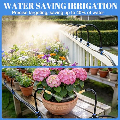 80FT Drip Irrigation Kit, 8mm Hose with 20 Brass 360° Adjustable Nozzles, Quick Connectors Automatic Garden Watering System– Complete Garden Irrigation System for Lawn, Greenhouse, Patio, Yard - size: 80FT+20 Nozzles