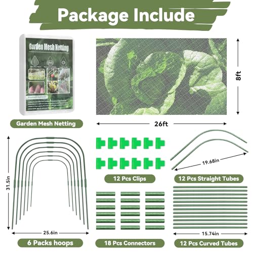 Garden Mesh Netting Kit Protect Fruit Vegetable from Birds Bugs - size: 8 * 26 FT (Kit)