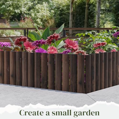 Garden Border Edging Wood Fence Landscape Edging Border Wooden Landscape Edging Decorative Garden Edging Lawn Edging Fence Flexible Garden Edging-15.7" H x 47.2" L (3PACK, 12Ft Total Length)