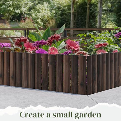 Garden Border Edging Wood Fence Landscape Edging Border Wooden Landscape Edging Decorative Garden Edging Lawn Edging Fence Flexible Garden Edging-15.7" H x 47.2" L (3PACK, 12Ft Total Length)