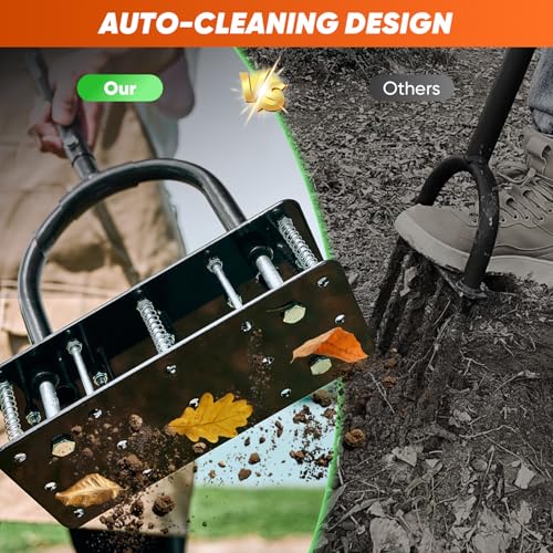 Saker Manual Lawn Aerator Tool with 15 Iron Spikes Orange - color: Orange
