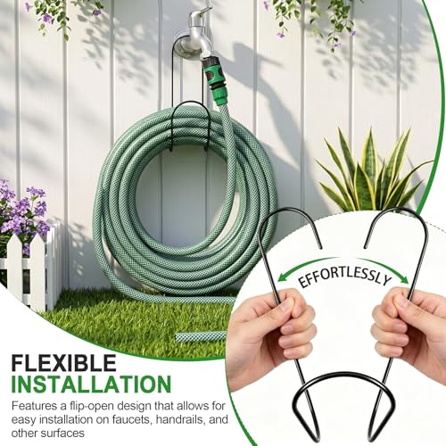 Philbinden 2 Pcs Flexible Garden Hose Holder-Black Garden Solid Hose Storage Hook for Garden Hoses, Ropes, Outside Yard