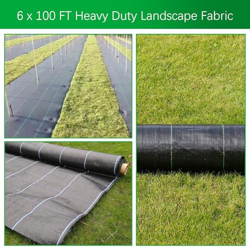 Weed Barrier Fabric Planting Cover - 6 x 100 FT Heavy Duty Landscape Fabric Ground Cover Block for Outdoor Planting - size: 6 x 100 FT