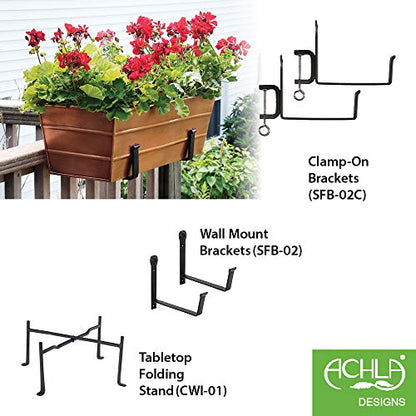 Achla Designs C-20C Copper Plated Flower Box, Medium Window Flowerbox Planter - color: Copper, size: Medium
